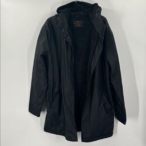 Weatherproof Vintage Men's Medium Black Faux Leather Sherpa Lined Hooded Jacket
